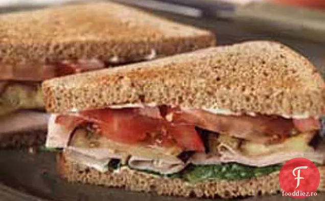 Sandwich de curcan, vinete și roșii