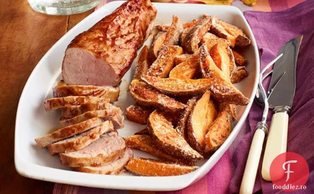 BBQ muschiulet de porc & cartofi dulci cartofi prajiti