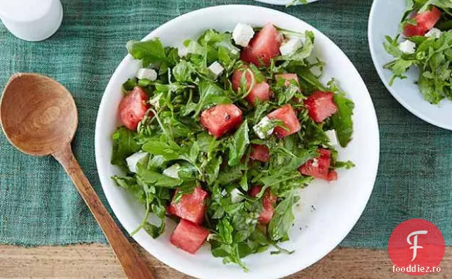 Salată de rucola, pepene verde și Feta