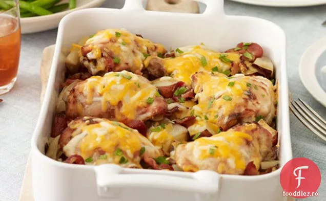 Bacon-Cheddar pui și cartofi