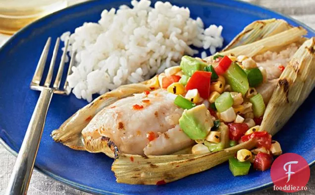 Tilapia la grătar cu salsa de porumb
