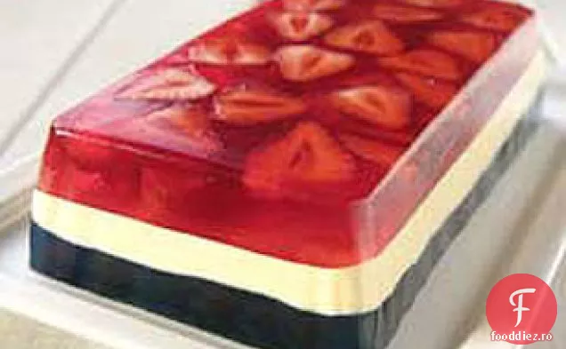 Salată de jeleu roșu, alb și albastru