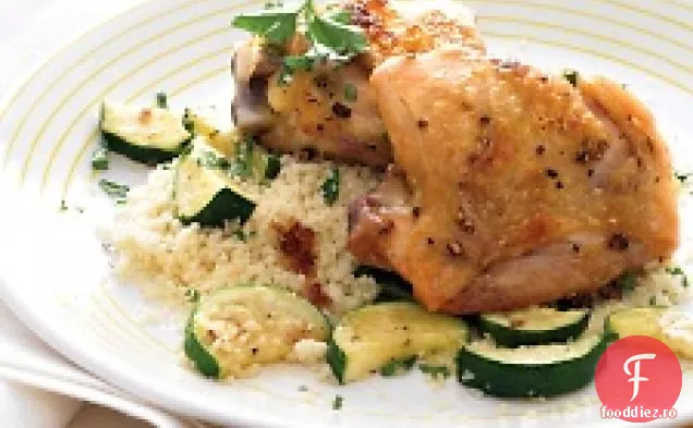 Pulpe De Pui Prăjite Cu Dovlecei Și Cuscus