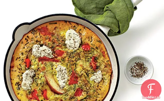 Ardei roșu, cartofi și Ricotta Frittata