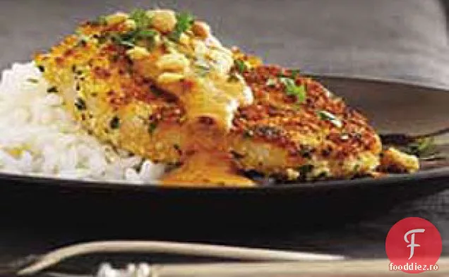 Cotlete de porc cu crustă de Cilantro cu sos Chipotle-arahide