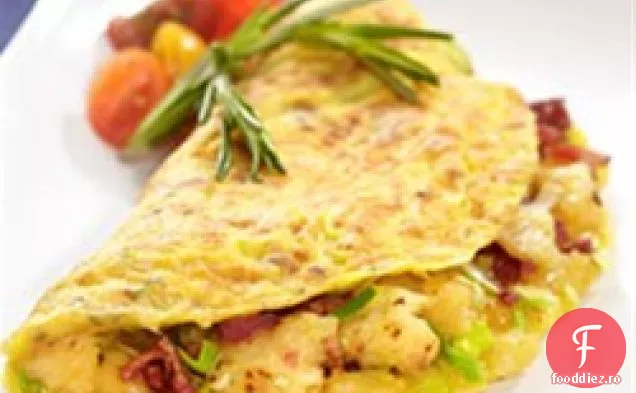 Bacon, praz și omletă de cartofi