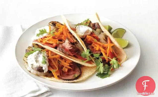 Carne Asada Tacos Cu Morcov-Piper Slaw