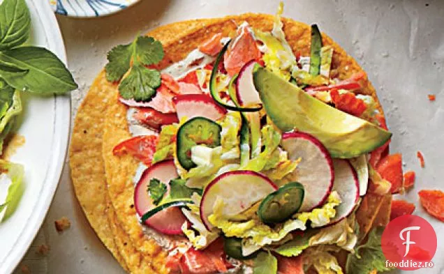 Tostadas de somon cu dovlecei-Slaw de ridiche