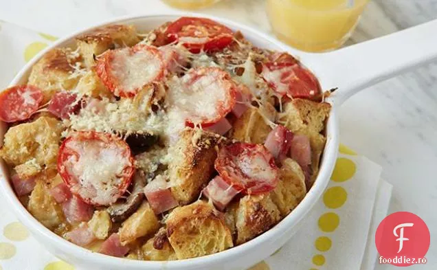 Caserola de mic dejun cu șuncă și brânză