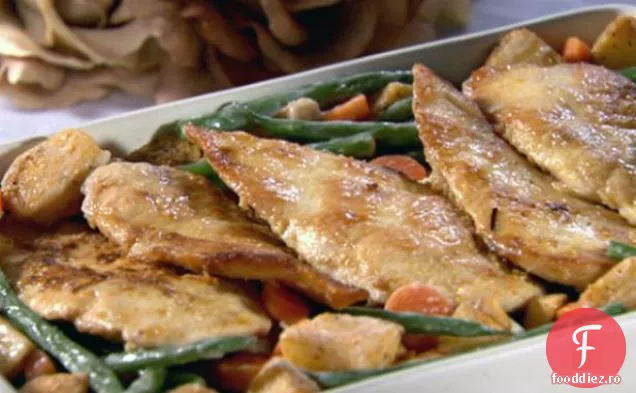 Scaloppini de pui cu legume de primăvară