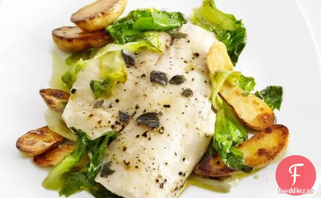 Tilapia cu Escarole și ulei de lămâie-piper