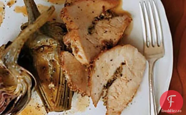 Carne de porc cu crustă de fenicul cu anghinare prăjită