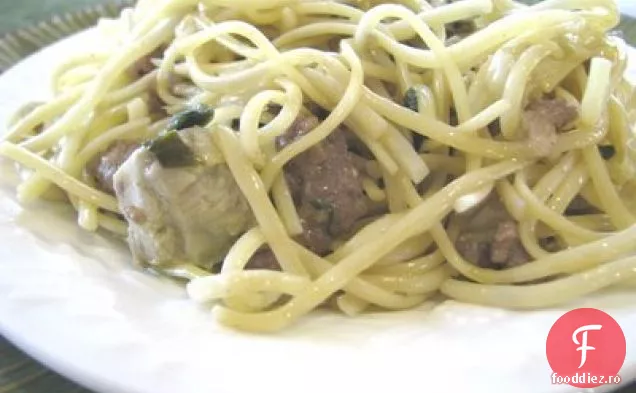 Spanac Anghinare Fettucini Fini Cu Cârnați