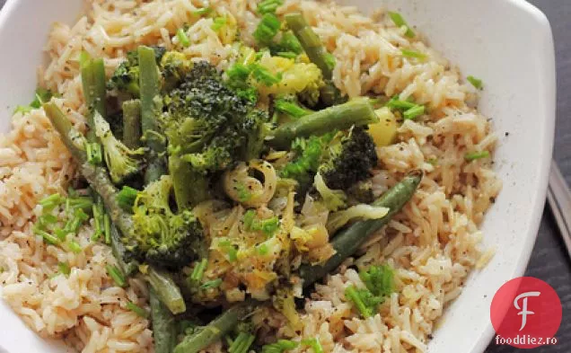 Broccoli, Fasole Verde Și Praz Orez Brun