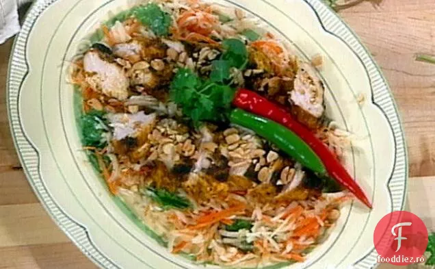 Tandoori la grătar-pui condimentat peste salată verde de Papaya