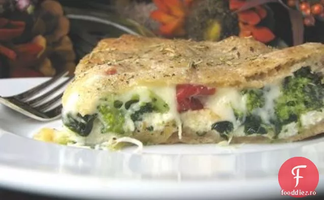 Plăcintă Cu Pizza Cu Spanac Și Broccoli Umplute Cu Ricotta