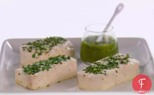 Halibut la cuptor cu Arugula Salsa Verde