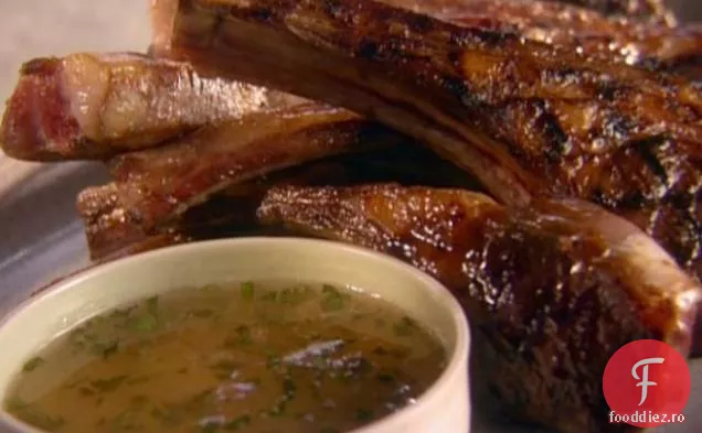 Miel la grătar cu jeleu de mere-mentă