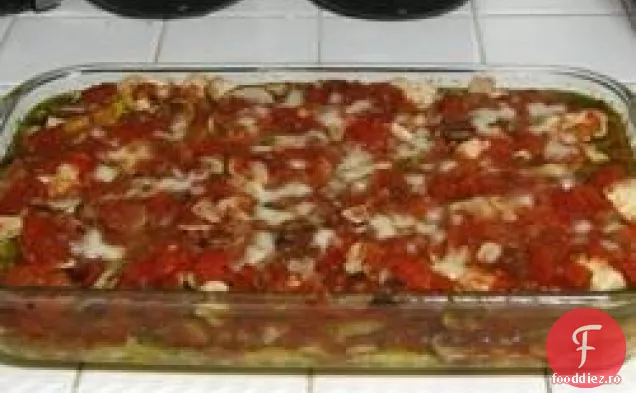 Lasagna de pui, ciuperci și mămăligă