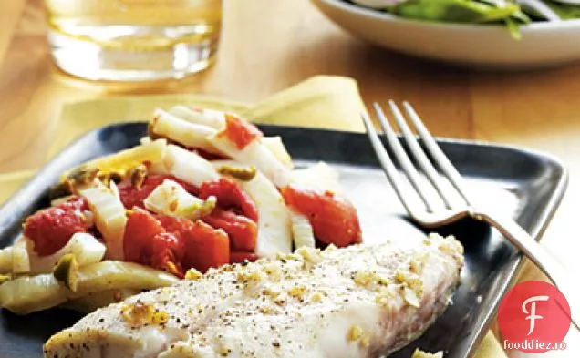 Grouper prăjit în tigaie cu legume provensale