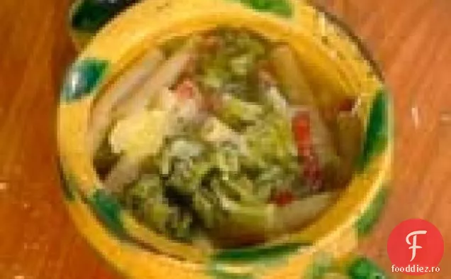 Bulion de Broccoli cu Pancetta, Prosciutto și paste: Minestra di Broccoli alla Romana