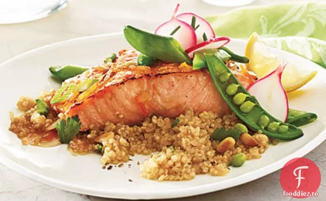 Somon prăjit cu glazură de soia-marmeladă