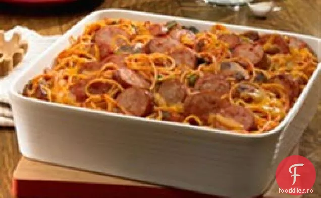 Caserola De Spaghete Cu Cârnați Afumați La Cuptor