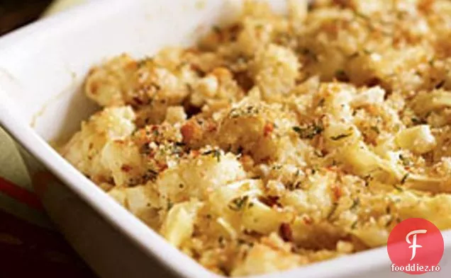 Tăiței de ou piperat , brânză de fermier și Gratin de conopidă