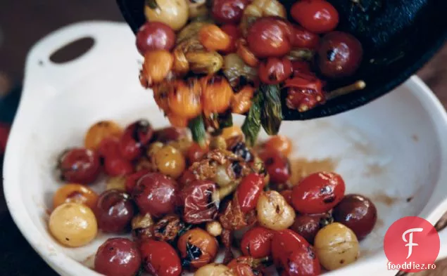Skillet - roșii Cherry carbonizate cu busuioc
