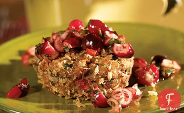 Prăjituri de mazăre cu ochi negri cu Salsa de afine-ardei roșu