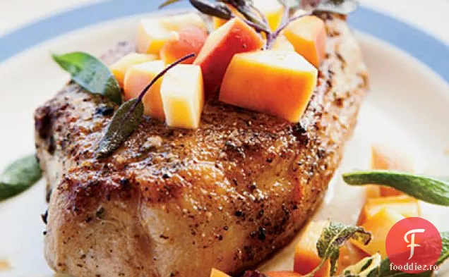 Sage-cotlet de porc frecat cu gust de piersici murate