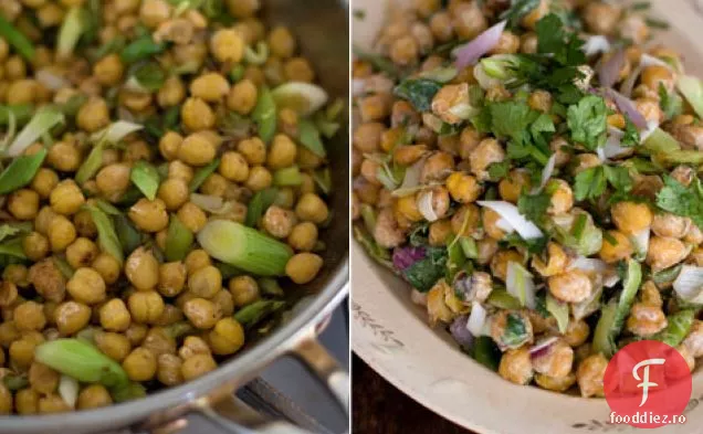 Rețetă de salată de năut prăjită la tigaie