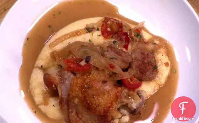 Scarpiello de pui cu mămăligă Parmigiano moale