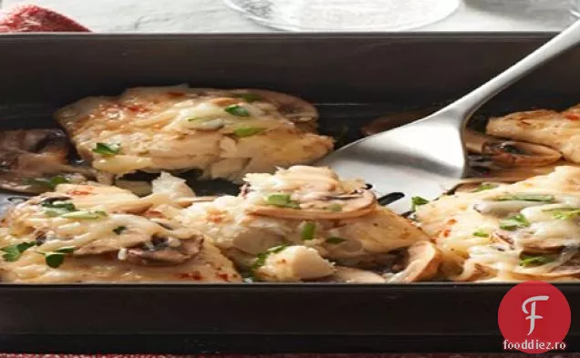 Cheesy Ciuperci-Pește Coace
