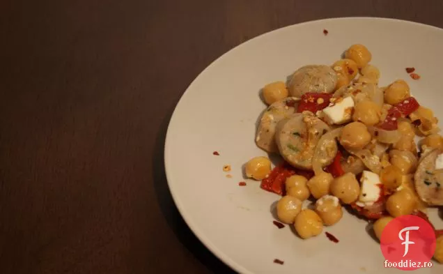 Cârnați De Pui Cu Spanac Și Feta Cu Fasole Garbanzo