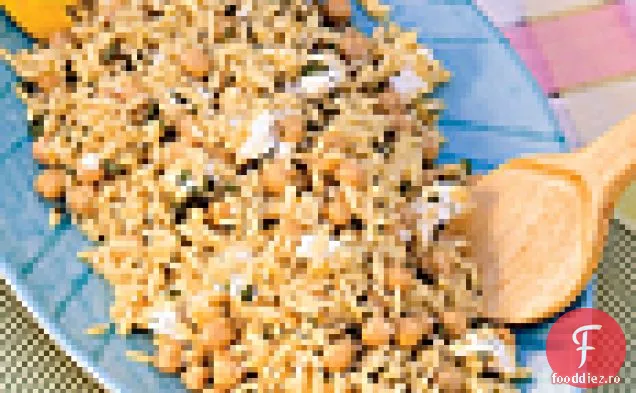 Orzo cu fasole Garbanzo, brânză de capră și Oregano