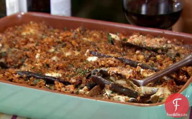 Caserola de vinete cu Pesto de ardei roșu și pesmet Cajun