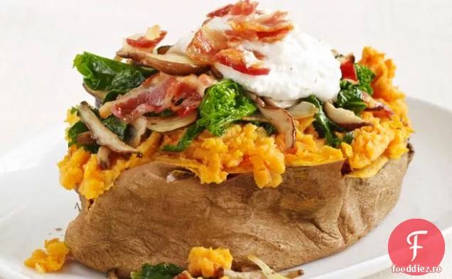 Cartofi dulci umpluți cu Pancetta și Rabe de Broccoli