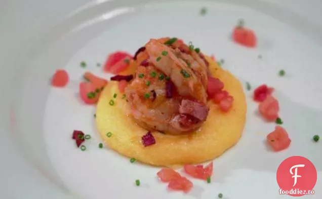 Lola creveți și parmezan mamaliga crupe cu tomate busuioc Concasse