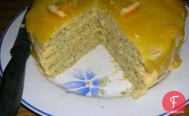 Tort de semințe de mac cu glazură portocalie