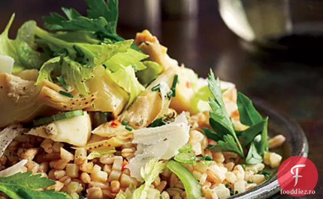Farro cu anghinare și salată de plante