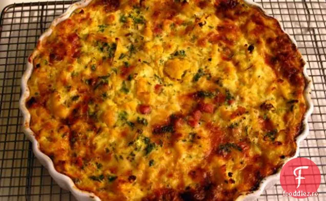 Quiche fără crustă de conopidă și șuncă