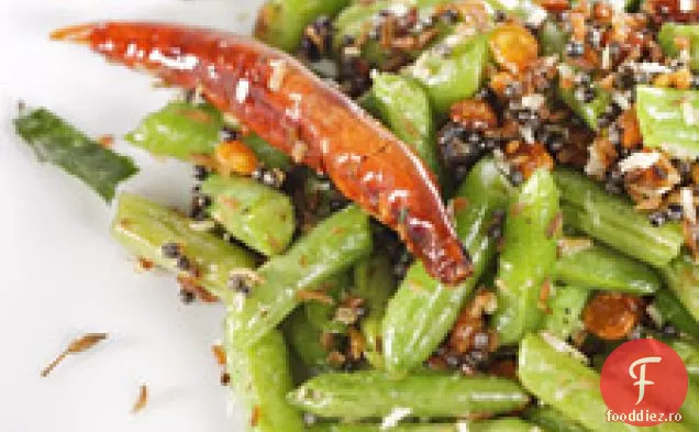 Fasole verde prăjită cu nucă de cocos