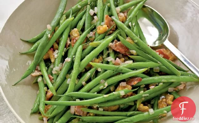 Haricots Verts cu vinetă caldă de slănină