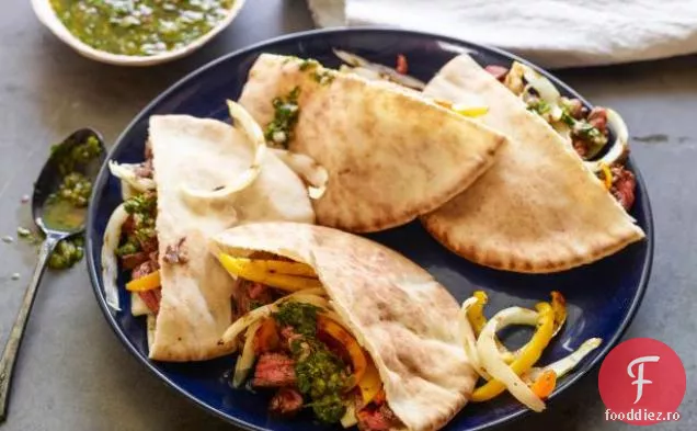 Fusta friptură Fajita Pita cu Chimichurri