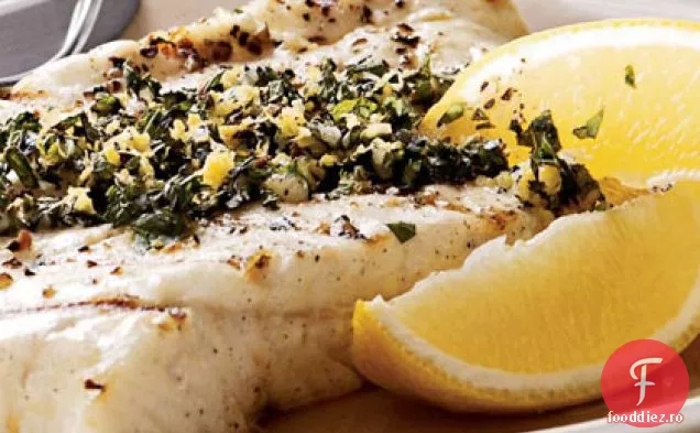 Halibut la grătar cu Gremolata de Lămâie-Mentă