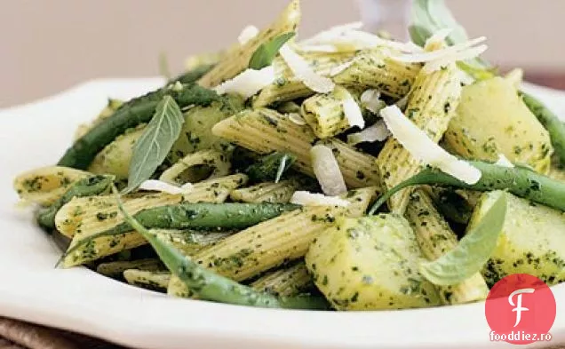 Pesto Penne cu fasole verde și cartofi