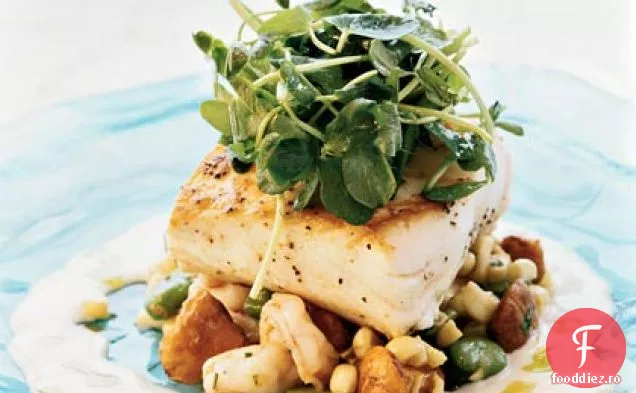 Halibut prăjit cu Succotaș de creveți