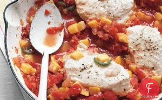Halibut Cu Dovlecei Picante Și Roșii