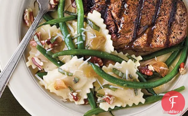 Fileuri la grătar cu nuci pecan și Ravioli de fasole verde